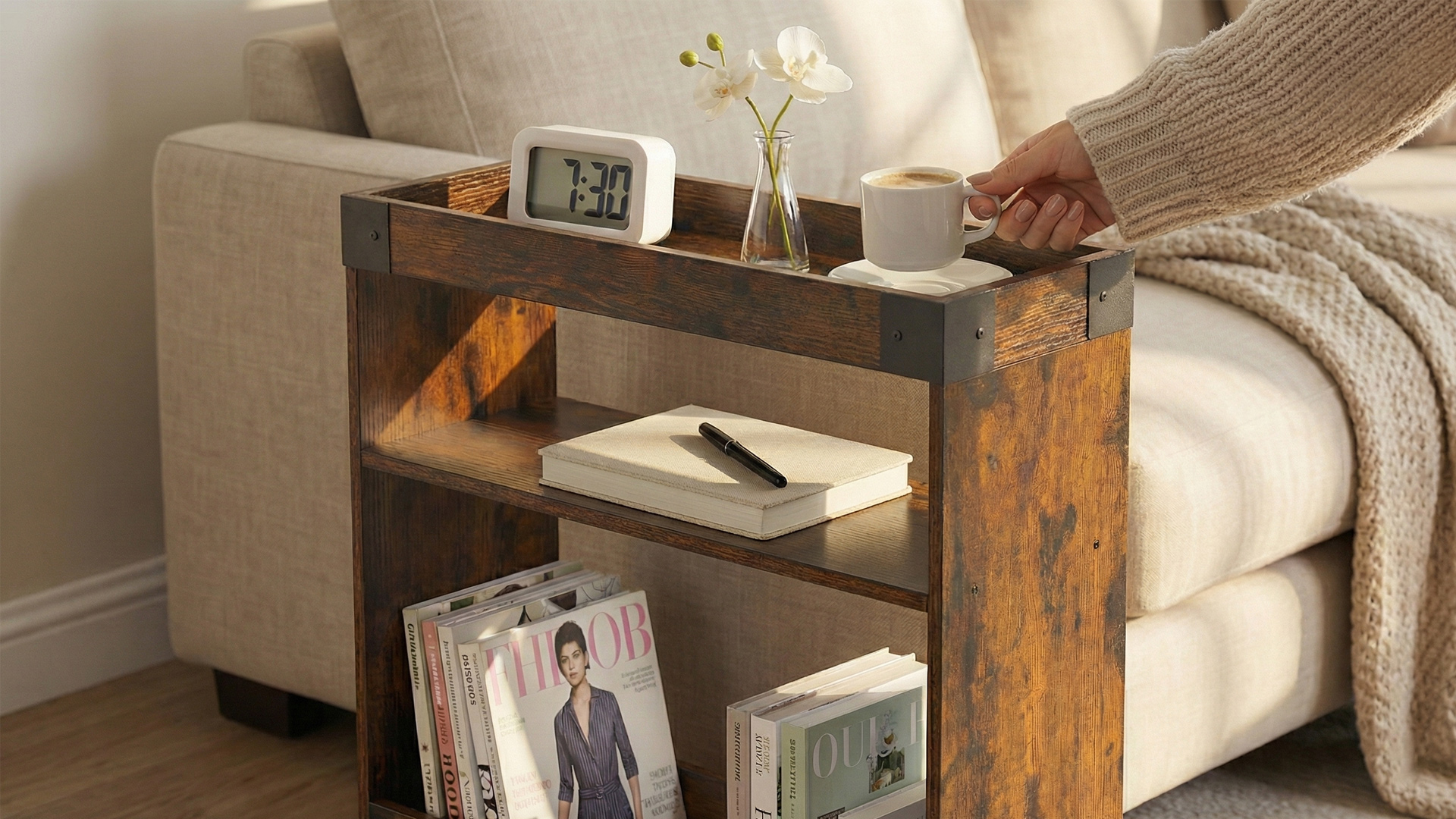 Amazon.com: ZEXVIDA Farmhouse Narrow Side Table with Tray Top